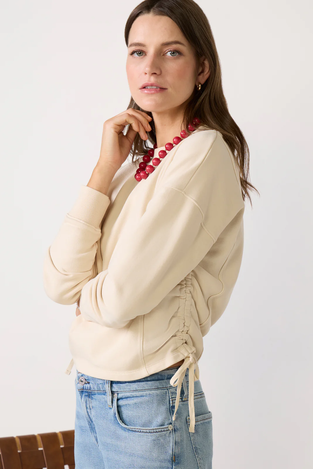 Dara Side Ruched Sweatshirt