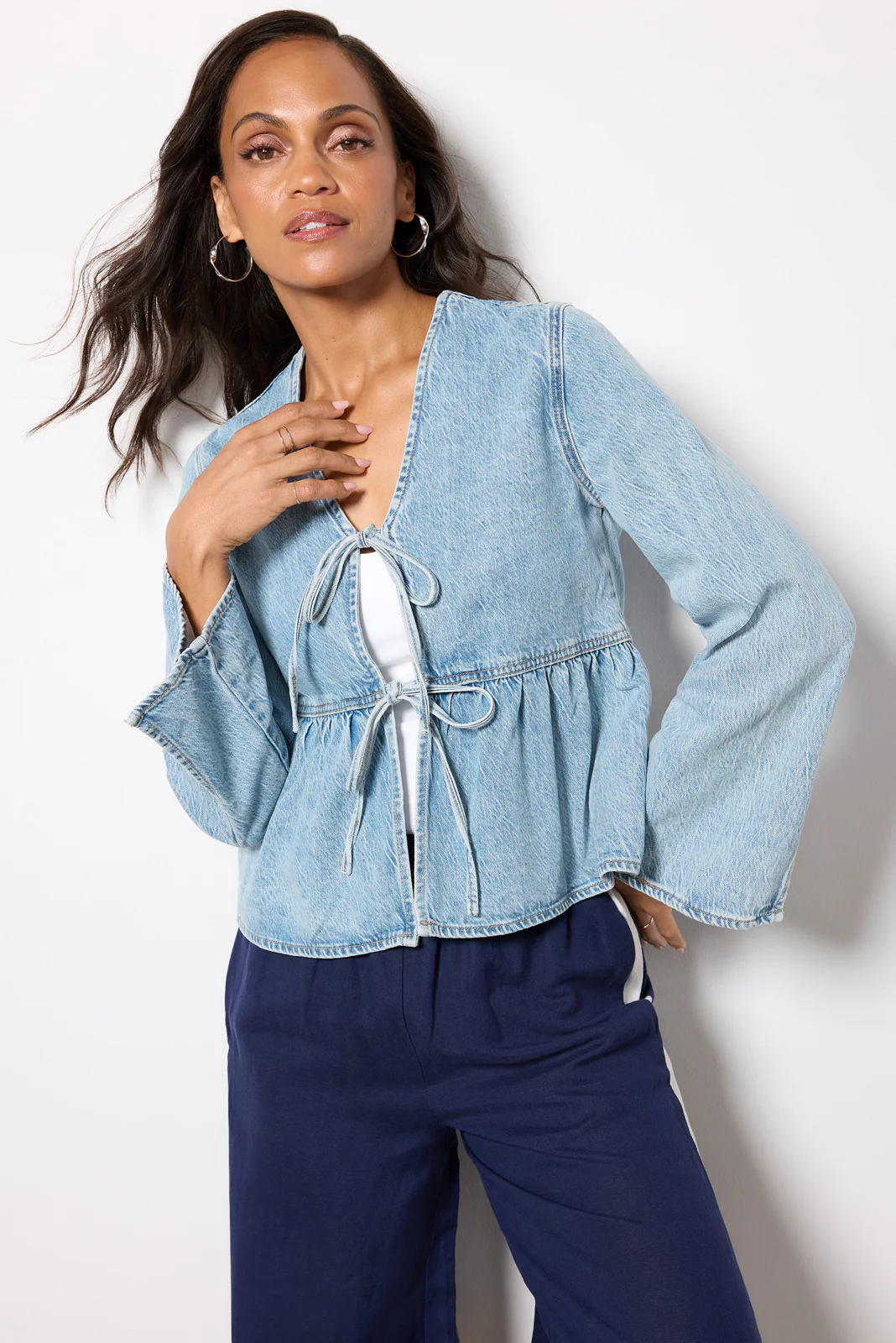 Tie Front Denim Jacket - Image 6
